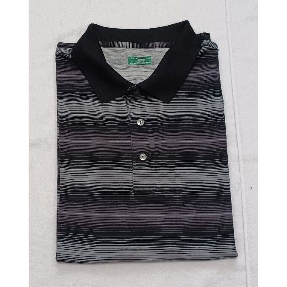 Ben Hogan Mens XL‎ Golf Polo Shirt Black Grey Striped Short Sleeve Performance - Picture 3 of 6